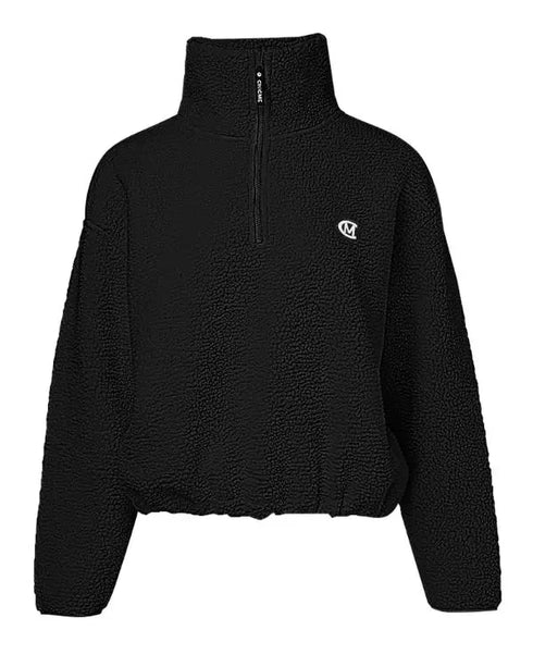 Stand Collar Zipper Design Casual Sweatshirt black
