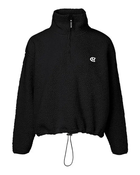 Stand Collar Zipper Design Casual Sweatshirt black