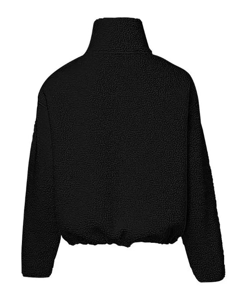 Stand Collar Zipper Design Casual Sweatshirt black