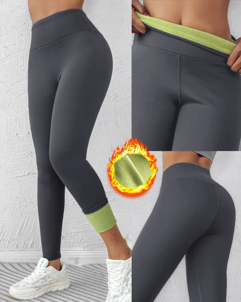ChicMe ShapeLift Fleece Lined Active Pants Thick Soft Tummy Control Termal Warm Winter Shaping Pants gray