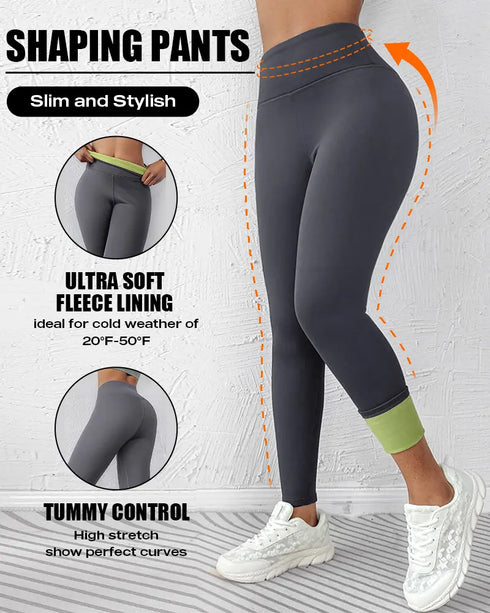 ChicMe ShapeLift Fleece Lined Active Pants Thick Soft Tummy Control Termal Warm Winter Shaping Pants gray