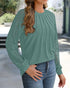3D Polka Dot Appliques Mesh Long Sleeve Blouse Casual Shirred Cuffs Seam Front Top green