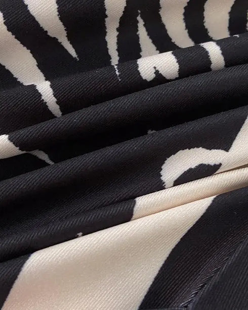 Tropical Print Deep V Neck Ruched Waist-Gathered Dress Front Slit Slim Fit Vacation Dress black