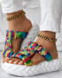 Braided Cutout Round Toe Casual Slippers Multicolor