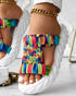 Braided Cutout Round Toe Casual Slippers Multicolor