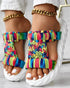 Braided Cutout Round Toe Casual Slippers Multicolor