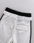 Contrast Side Striped Zipper Fly Stretchy High Waist Pants Flap Pockets Design Double Waistband Cargo Pants white