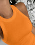 O-Neck Sleeveless Basic Slim Fit Skinny Tank Casual Top(Without Pads) orange