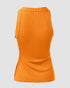 O-Neck Sleeveless Basic Slim Fit Skinny Tank Casual Top(Without Pads) orange