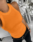 O-Neck Sleeveless Basic Slim Fit Skinny Tank Casual Top(Without Pads) orange