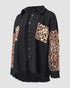Contrast Sequin Turn-down Collar Long Sleeve Tassel Design Fuzzy Shacket with Pocket black