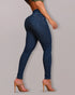 Front Button Zipper Fly High Waist Butt Lifting Skinny Denim Jeans Casual Pants dark blue