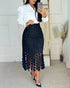 Hollow-out Boho Tassel Slim Fit Bodycon Long Skirt black
