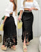 Hollow-out Boho Tassel Slim Fit Bodycon Long Skirt black