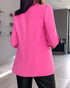 Notched Collar Roll Up Sleeve Blazer Coat pink