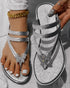 Butterfly Pattern Rhinestone Toe Post Flip Flops silver