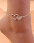 1pc Rhinestone Love Pendant Chain Anklet gold