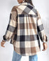 Vintage Plaid Print Turn-down Collar Button Front Jacket Casual Flap Pockets Design Loose Brushed Shirt Coat khaki