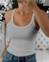 Scoop Neck Spaghetti Strap Ribbed Top Casual Sleeveless Slim Fit Tank gray