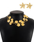 2 Pieces Jewellery Set Metal Leaf Necklace and Flower Earrings Set gold