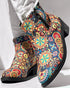 Vintage Floral Tribal Pattern Zipper Back Ankle Boots Multicolor