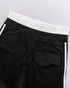 Contrast Side Striped Zipper Fly Stretchy High Waist Pants Flap Pockets Design Double Waistband Cargo Pants black