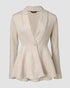 Shawl Collar Cable Textured Single Breasted Ruffle Hem Coat Light Khaki