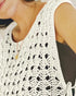 Round Neck Sleeveless Hollow-out Crochet Sweater Casual Tie Side Breathable Crop Top beige