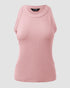 O-Neck Sleeveless Basic Slim Fit Skinny Tank Casual Top(Without Pads) pink