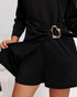 Round Neck Puff Sleeve Love Diamonds Hollow-out Faux Two-Piece Romper black