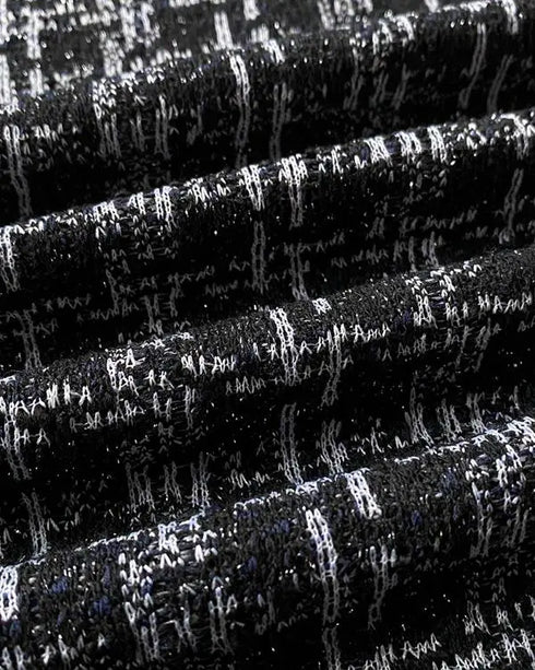 2 Pieces Outfit Turn-down Collar Button Front Asymmetrical Hem Shirt and Square Neck Thick Strap Zipper Back Slim Fit Tweed Dress black