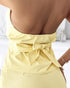 2 Pieces Outfit V-Neck Button Front Bow Tie Back Sleeveless Backless Top and Casual Elastic Back Waist Zipper Fly Shorts Set yellow