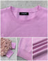 Contrast Sequin Fluffy Detail Long Sleeve Knit Sweater Casual Pullover Top pink