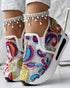 Floral Pattern Embroidery Mesh Sneakers multicoloured&white