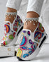 Floral Pattern Embroidery Mesh Sneakers multicoloured&white