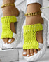 Braided Hollow Out Slippers Summer Sandals light green