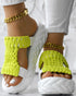 Braided Hollow Out Slippers Summer Sandals light green