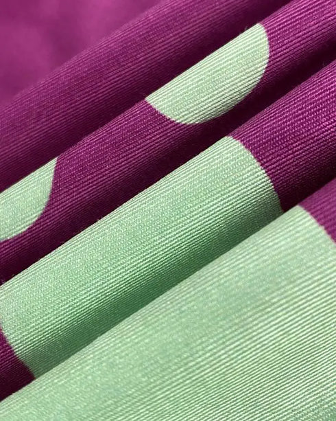 2 Pieces Outfit Tropical Print Lantern Sleeve Cold Shoulder Loose Top and Casual High Waist Fishtail Maxi Skirt Set purple