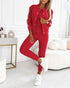3 Pieces Outfit Sporty Striped Long Sleeve Baseball Coat and Ribbed Knit Tank with Slim Fit Slit Skirt Set red