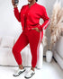 3 Pieces Outfit Snap Buttons Front Coat and Elastic Waist Seam Front Stretchy Cuffs Pants Set with Tank Top Casual Contrast Side Striped Tracksuit red