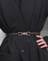 Thin Waist Belt Adjustable Dress Leather Belt with Gold Buckle coffee