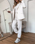 Shawl Collar Long Sleeve Blazer and Drawstring Pants Set white