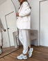 Shawl Collar Long Sleeve Blazer and Drawstring Pants Set white
