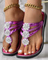 Rhinestone Floral Pattern Hollow Out Flip Flops Slippers hot pink