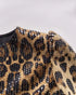 Jacquard & Argyle Pattern Open Front Jacket Casual Crop Coat Leopard