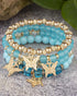 1pc Crystal Stone Beaded Butterfly Multi-Layer Bracelet turquoise blue