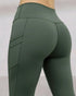 Winter Warm High Waisted Workout Athletic Leggings Tummy Control Butt Lifting Ultra Soft Thermal Lined Yoga Pants Women's Sportswear with Stacked Slit Pockets On Side Army green