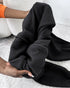 2 Pieces Outfit Kangaroo Pocket Thermal Lined Drawstring Hoodie Sweatshirt and Casual Elastic Waist Cinched Ribbed Cuffs Sporty Sweatpants Set black