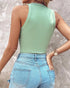 O-Neck Sleeveless Basic Slim Fit Skinny Tank Casual Top(Without Pads) light green