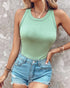 O-Neck Sleeveless Basic Slim Fit Skinny Tank Casual Top(Without Pads) light green